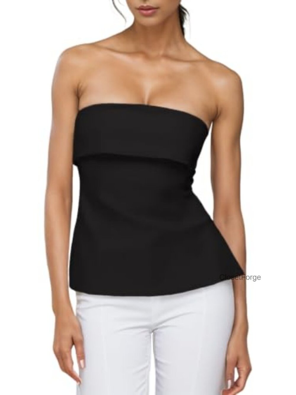 Women's Strapless Tube Top Double Layer Fitted Summer Going Out Top